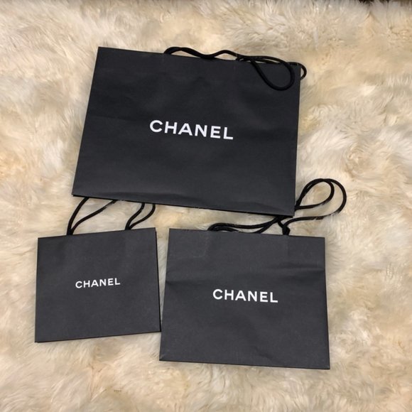 Set of 3 Chanel Shopping Bags Black authentic - Picture 3 of 5